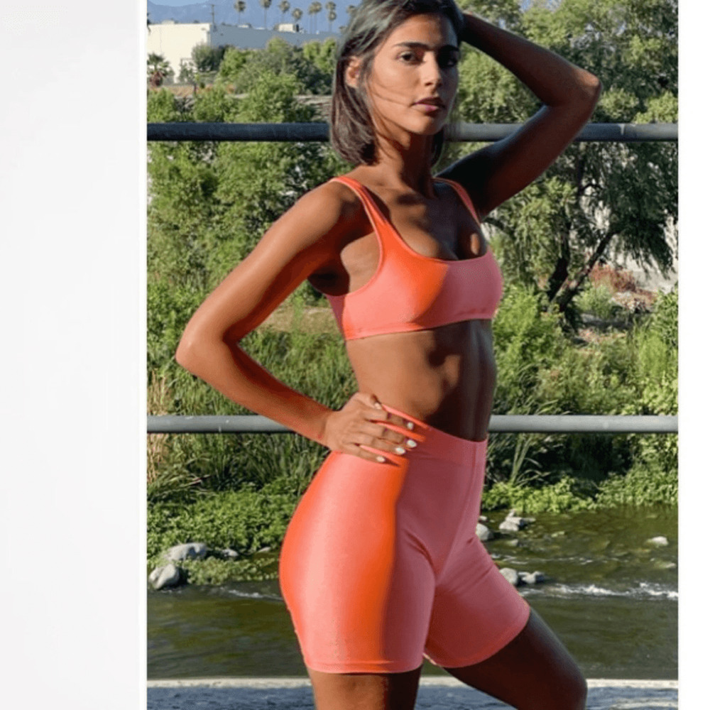 NEW! Los Angeles Apparel swim short neon tricot Women's Coral Shorts